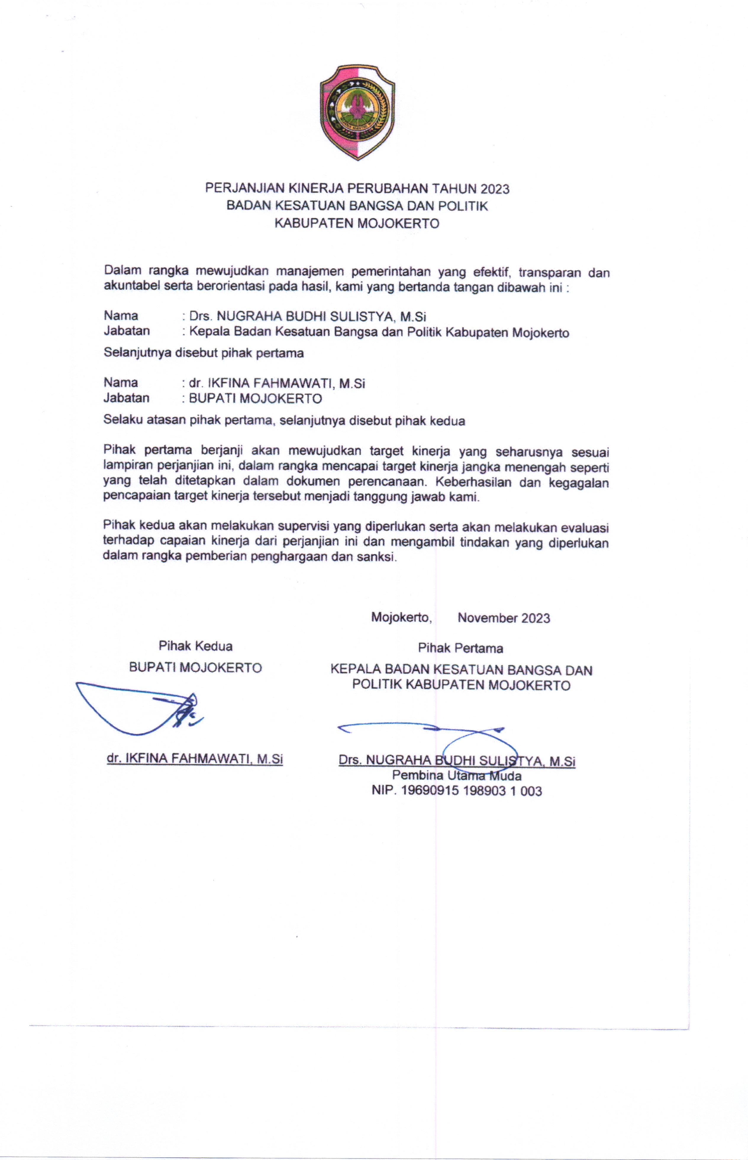 Perjanjian Kinerja-P Tahun 2023